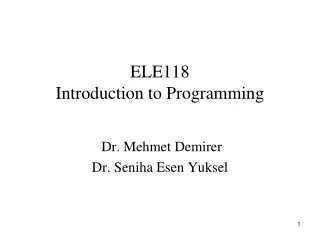 ELE1 1 8 Introduction to Programming