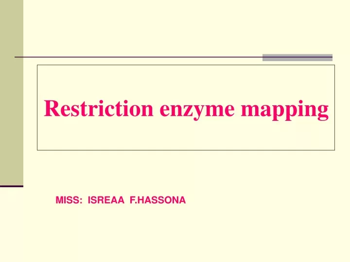 restriction enzyme mapping