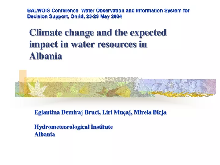 climate change and the expected impact in water resources in albania