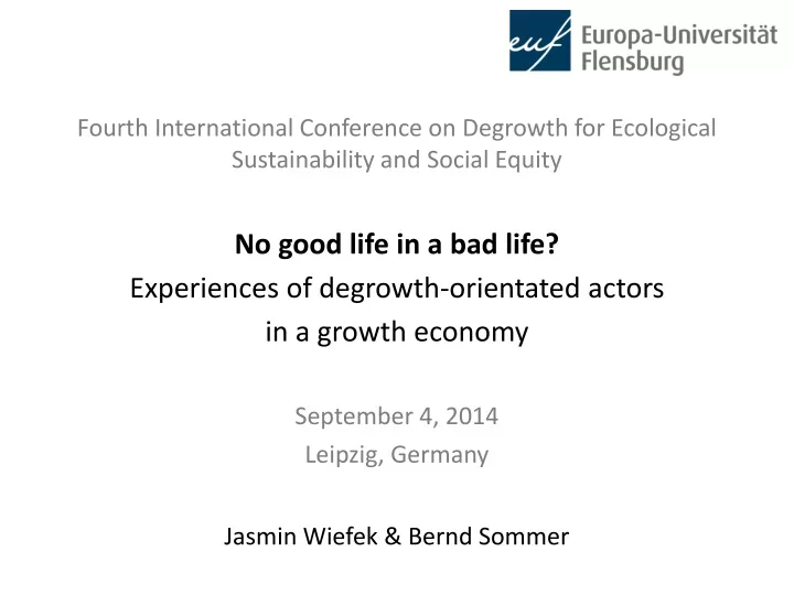 fourth international conference on degrowth