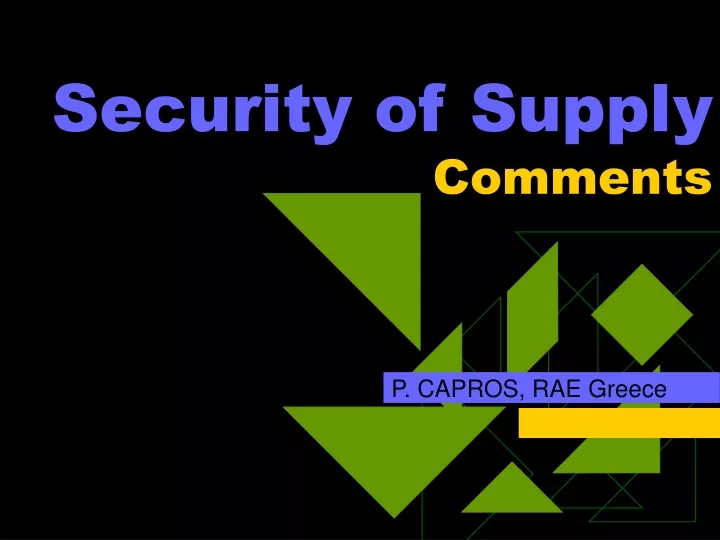 security of supply comments