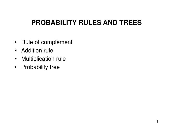probability rules and trees