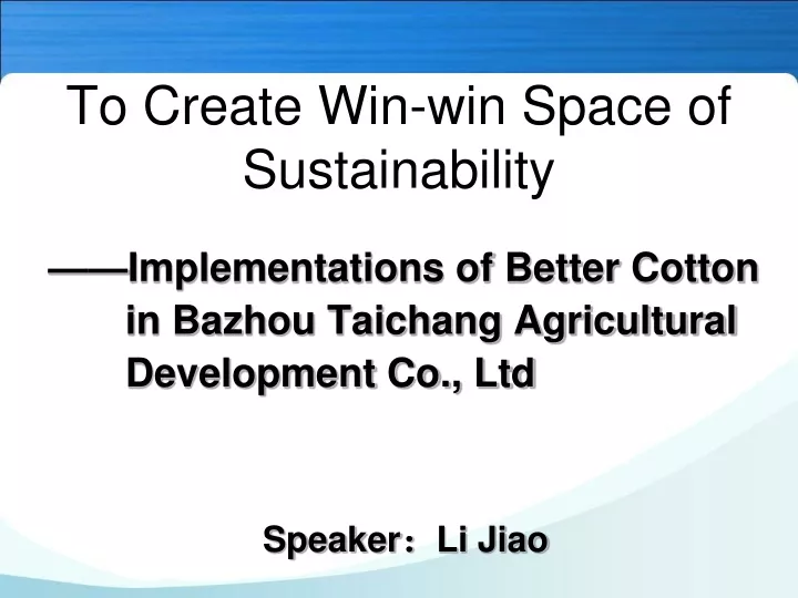 to create win win space of sustainability
