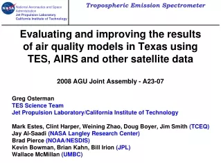 Greg Osterman TES Science Team Jet Propulsion Laboratory/California Institute of Technology