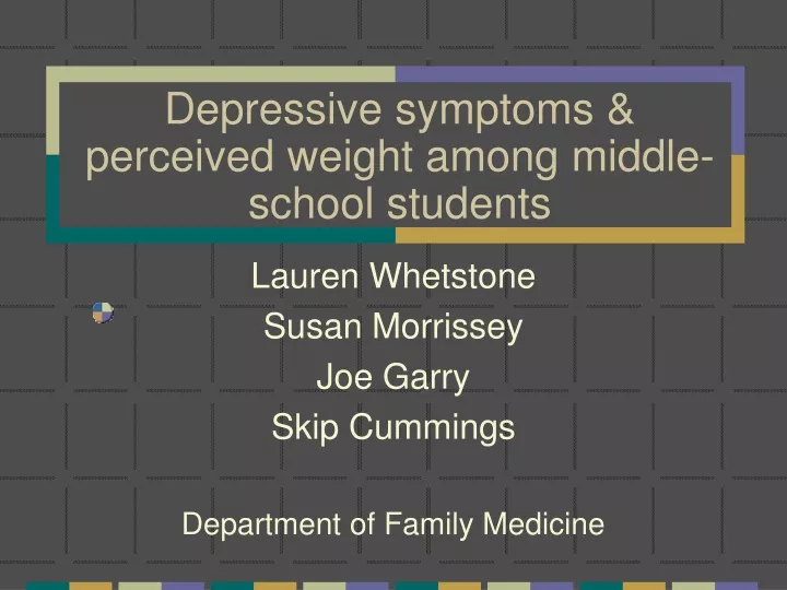 depressive symptoms perceived weight among middle school students