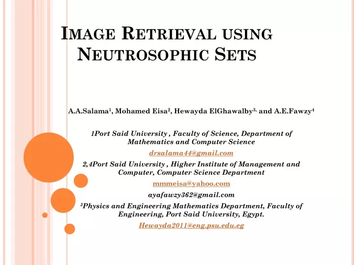 image retrieval using neutrosophic sets
