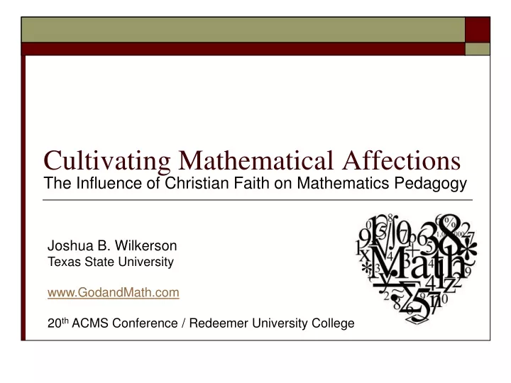 cultivating mathematical affections