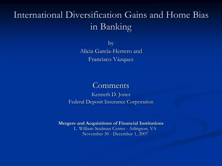 international diversification gains and home bias in banking