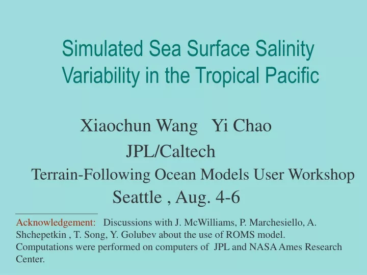 simulated sea surface salinity variability in the tropical pacific
