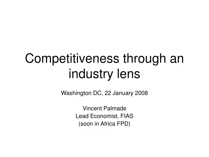 competitiveness through an industry lens