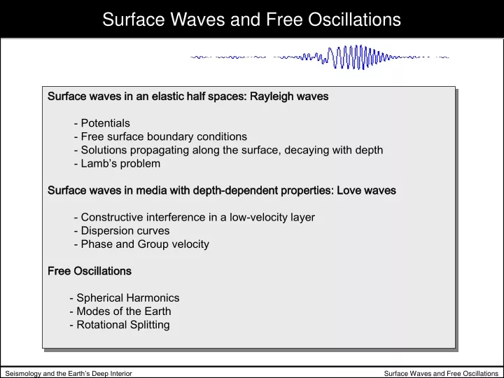 surface waves and free oscillations