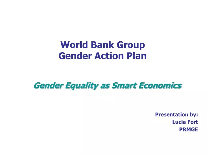 world bank group gender action plan