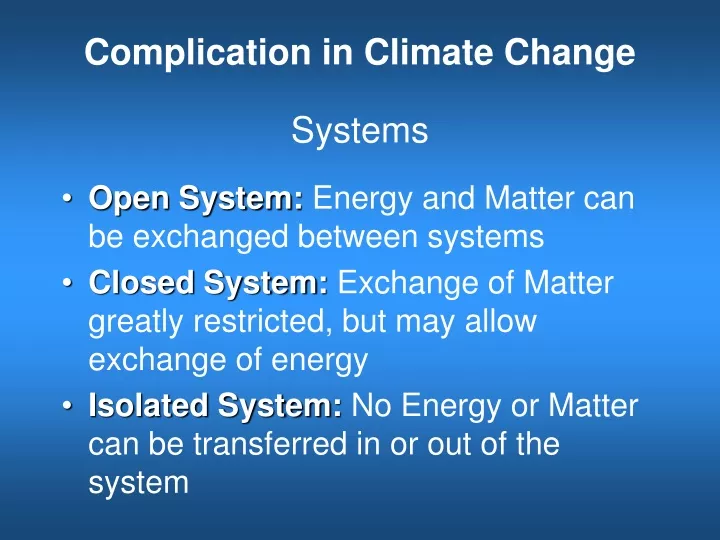 complication in climate change
