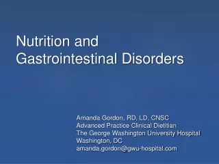 Nutrition and Gastrointestinal Disorders