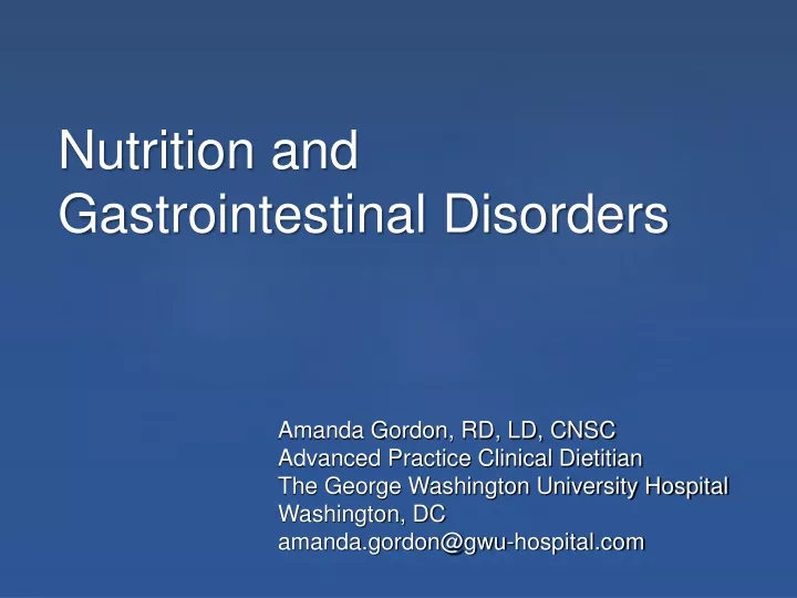 nutrition and gastrointestinal disorders
