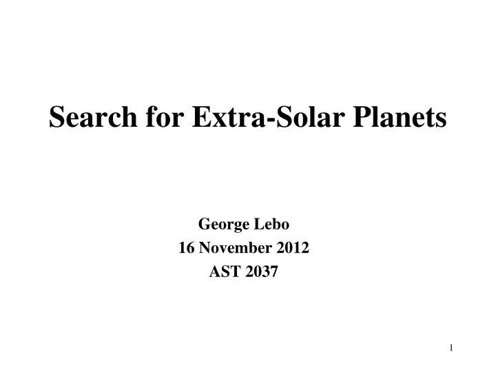 search for extra solar planets