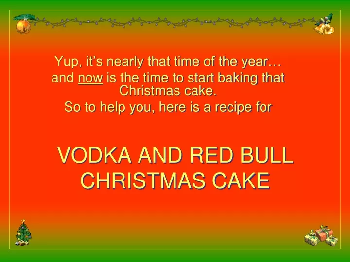 vodka and red bull christmas cake
