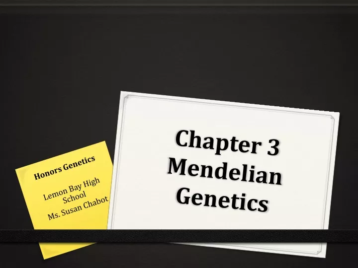 chapter 3 mendelian genetics