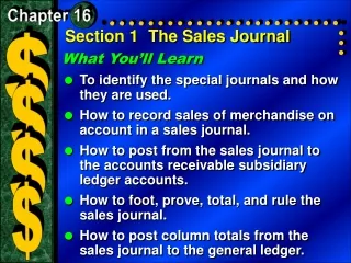 Section 1	The Sales Journal