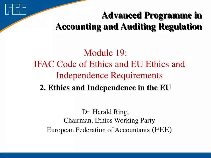 advanced programme in accounting and auditing regulation