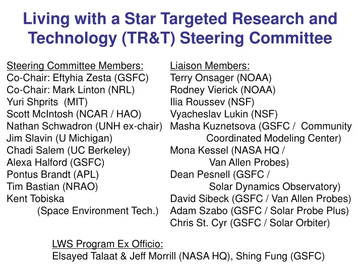 living with a star targeted research