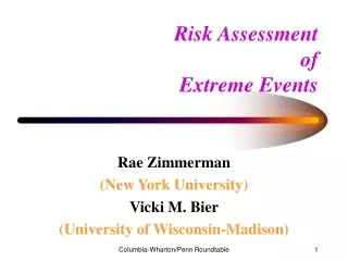 Risk Assessment  of  Extreme Events