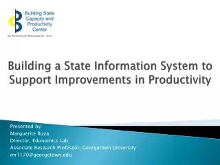 Building a State Information System to  Support Improvements in Productivity