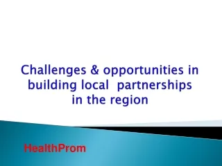 Challenges &amp; opportunities in building local  partnerships  in the region