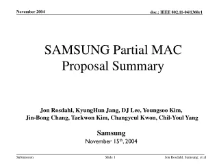 SAMSUNG Partial MAC  Proposal Summary