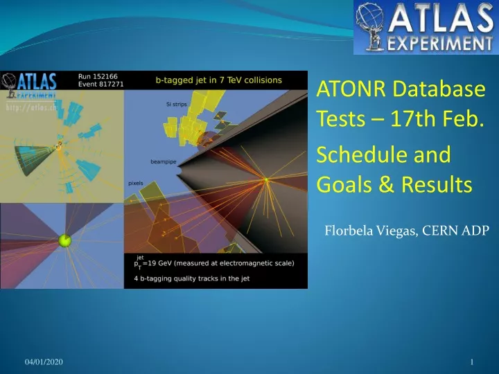 atonr database tests 17th feb schedule and goals results florbela viegas cern adp