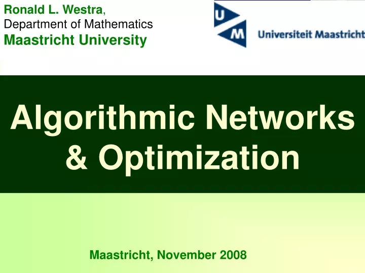 ronald l westra department of mathematics