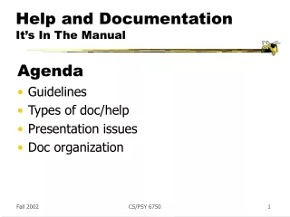 Help and Documentation It’s In The Manual