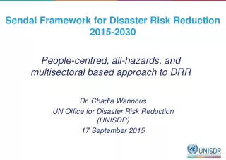 Sendai Framework for Disaster Risk Reduction  2015-2030