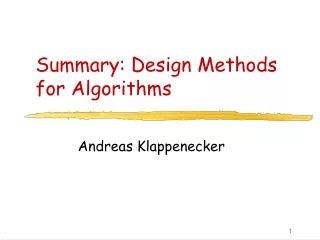 Summary: Design Methods for Algorithms