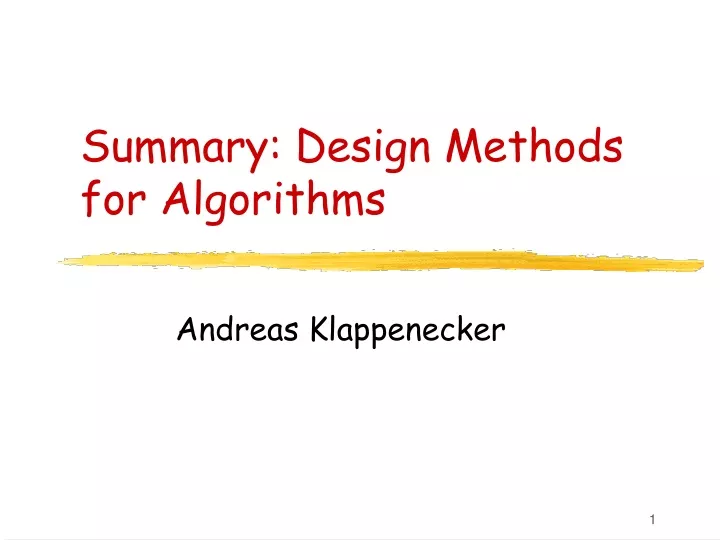 summary design methods for algorithms