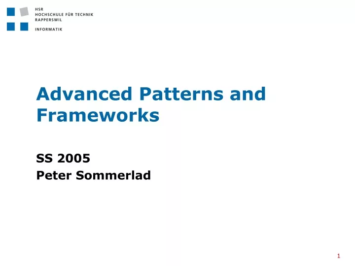 advanced patterns and frameworks