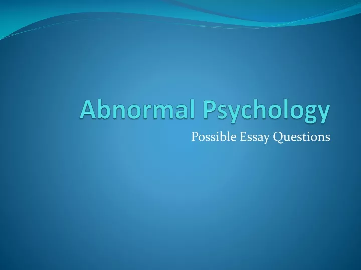 abnormal psychology