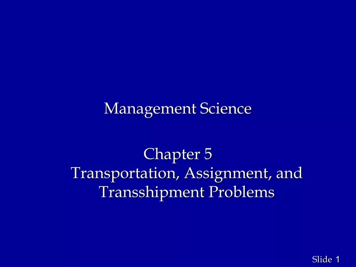 management science chapter 5 transportation