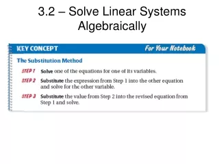 3.2 – Solve Linear Systems Algebraically