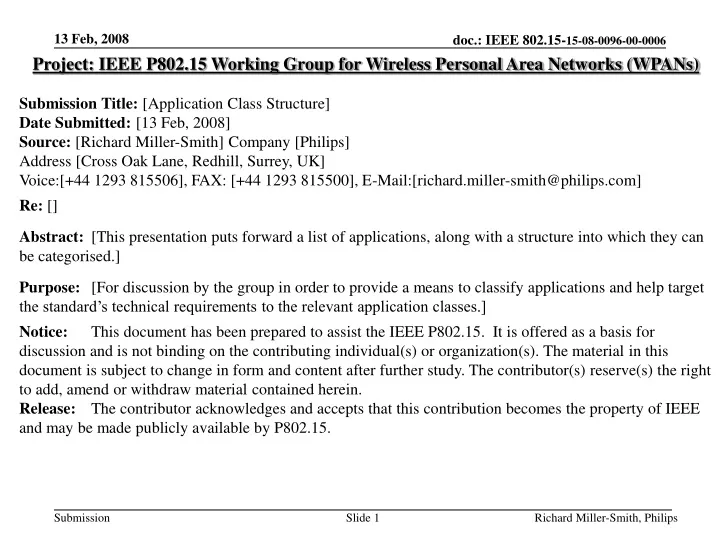 project ieee p802 15 working group for wireless