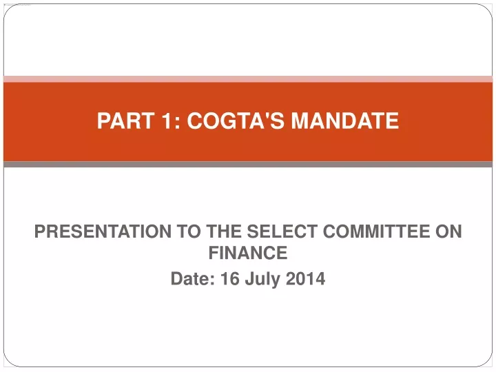 part 1 cogta s mandate