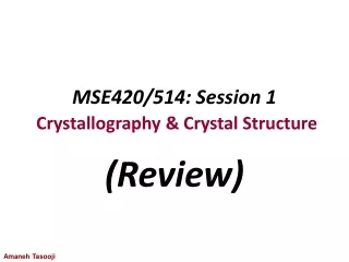 MSE420/514: Session 1 Crystallography &amp; Crystal Structure