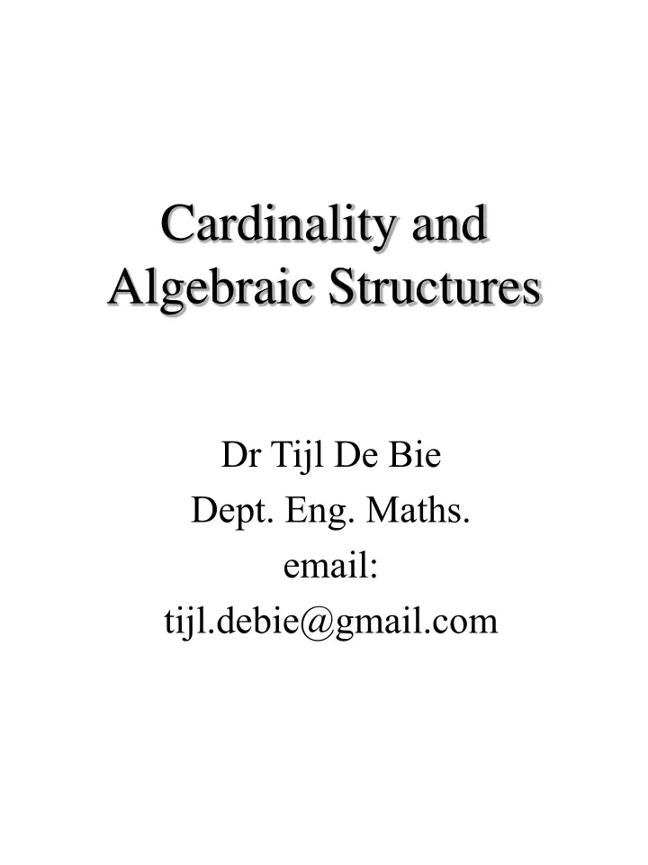cardinality and algebraic structures
