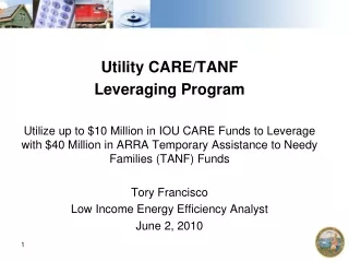 Utility CARE/TANF  Leveraging Program