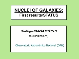 NUCLEI OF GALAXIES: First results/STATUS