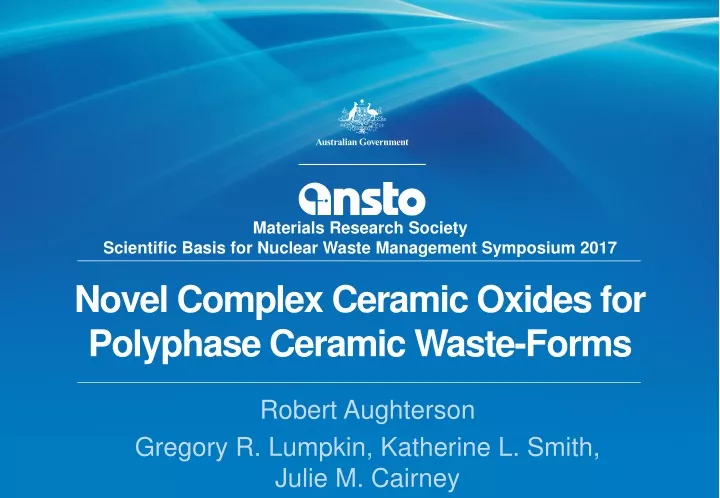 novel complex ceramic oxides for polyphase ceramic waste forms