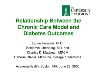 relationship between the chronic care model and diabetes outcomes