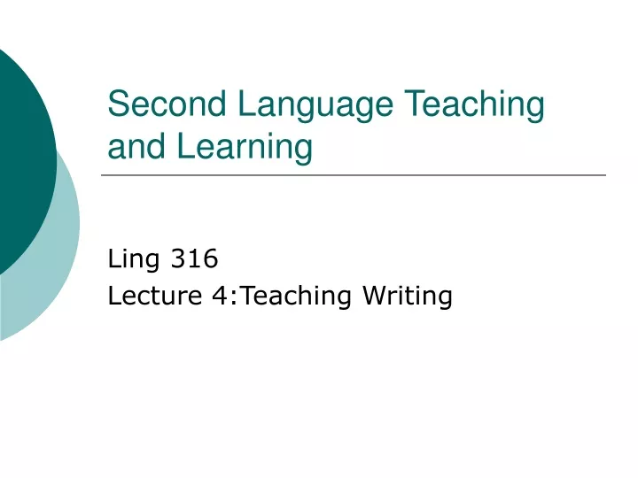 second language teaching and learning