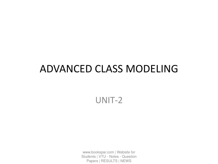 advanced class modeling
