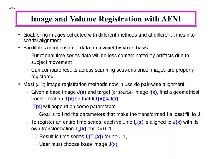 image and volume registration with afni